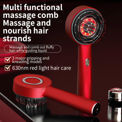 Electric Vibration Massage Comb with Hair Growth Oil Red Light Laser Therapy Scalp Liquid Applicator Brush Hair Follicle Comb